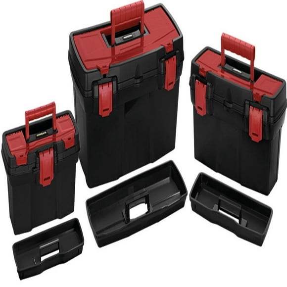Pack 3 caja de herramientas 19" + 16" + 11" 25 kg Plástico Rimax RX12211 Negro y Rojo
