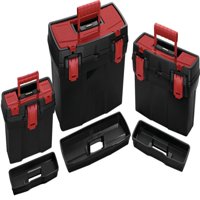 Pack 3 Caja De Herramientas 19"" + 16"" + 11"" 25 Kg Plástico Rimax Rx12211 Negro Y Rojo