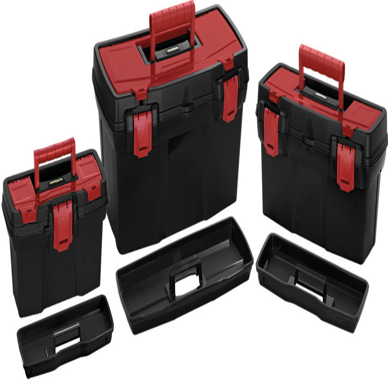 Pack 3 Caja De Herramientas 19" + 16" + 11" 25 Kg Plástico Rimax Rx12211 Negro Y Rojo