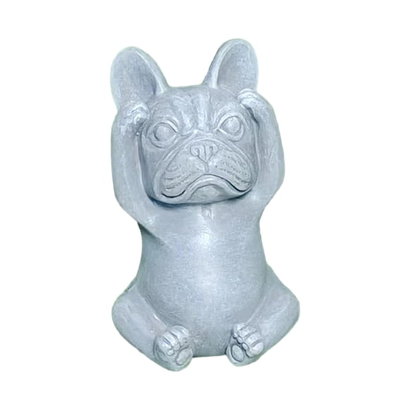 Estatua de Francés, estatua de perro, estatuilla de resina, escultura de perro gris oscuro mate para decoración del hogar interior y exterior, , No escuchar No escuchar bulldog