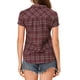thumbnail image 3 of INSPIRE CHIC Camisas de Cuadros para Mujer Cuello en Punta Abotonado Blusas para Regreso a Clases Burdeos L, 3 of 7