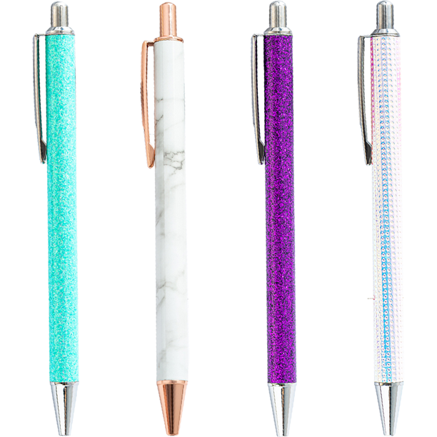 4 bolígrafos de punta redonda, cómodos bolígrafos de escritura, bonitos bolígrafos, suministros de oficina para mujeres y hombres.