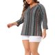 thumbnail image 4 of Agnes Orinda Camisetas de Mujer Tallas Grandes Cuello en V Manga 3/4 Camiseta de Punto Rayas Blusas Boho 3X Verde, 4 of 5