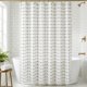 thumbnail image 1 of REGALWOVEN Juego de cortinas de ducha de mezcla de cuadros estilo boho rústico con borlas, incluye 12 ganchos, repelente al agua para decoración de baño Blanco Negro 72"W x 72"L, 1 of 7