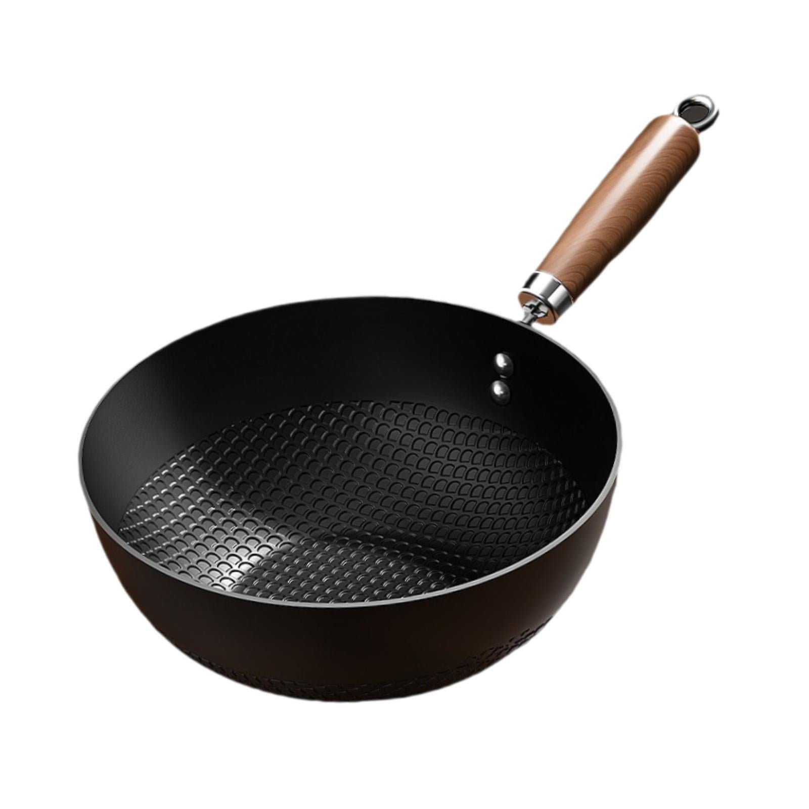 Magideal - Hiernos De Cocina De Trabajo De Hierro, Fondo Plano, Sin Recubrimiento Tradicional No Cohil Sturd Shurdh Fry Sartén Chino Wok Para Cocinar Salteando 26 Cm