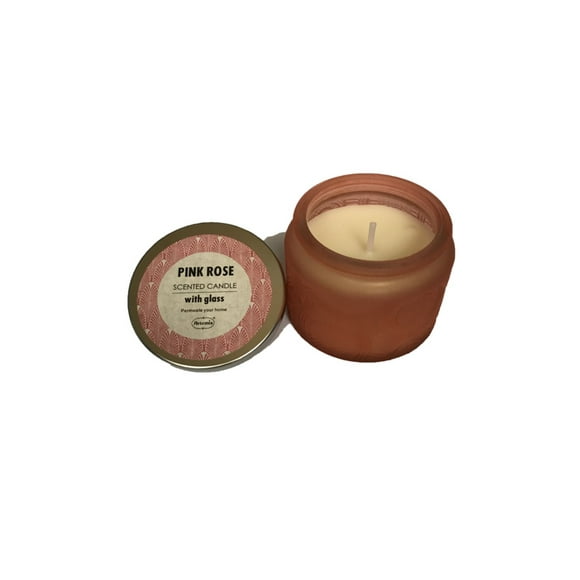 Vela Aromatica Vidrio Tallado Fragancia Rosa Rosada