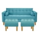 thumbnail image 1 of Sofa Retro 3c + 2 Pouf Felpa 04 Turquesa, 1 of 6