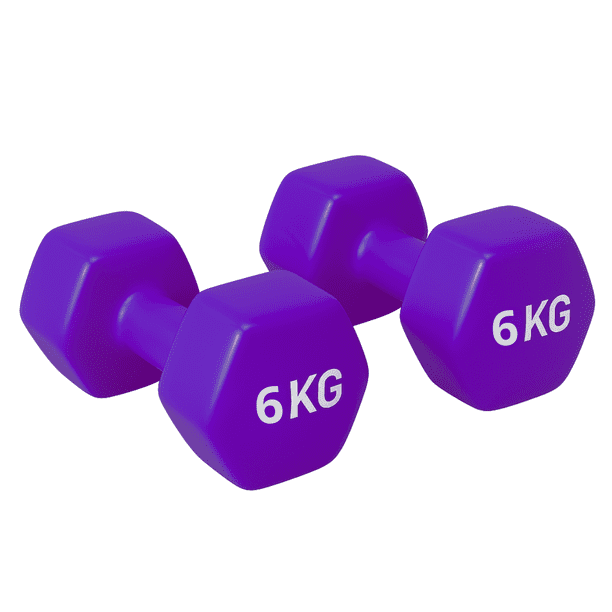 Par de Mancuernas 6 kg c/u Total 12 kg Hexagonales de Vinilo