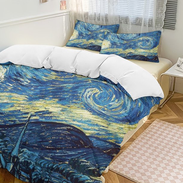 Oil Painting Style 3-Piece Twin Bed Set - Includes 1 Single Comforter And 2 Pillowcases Bedding - Fade Resistant Microfiber - Oil Painting Style