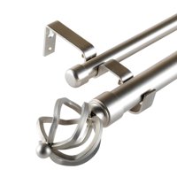 Metalhsa - Set Barras Para Cortina Doble 19/28 Mm Metal Color Satín X 2.00 Mt Terminal Bola Alambre