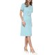 thumbnail image 4 of INSPIRE CHIC Vestido de Mujer Línea A Manga Corta Cuello Asimétrico Elegante Vestidos de Trabajo Empresarial con Cinturón 2XL Azul Claro, 4 of 5