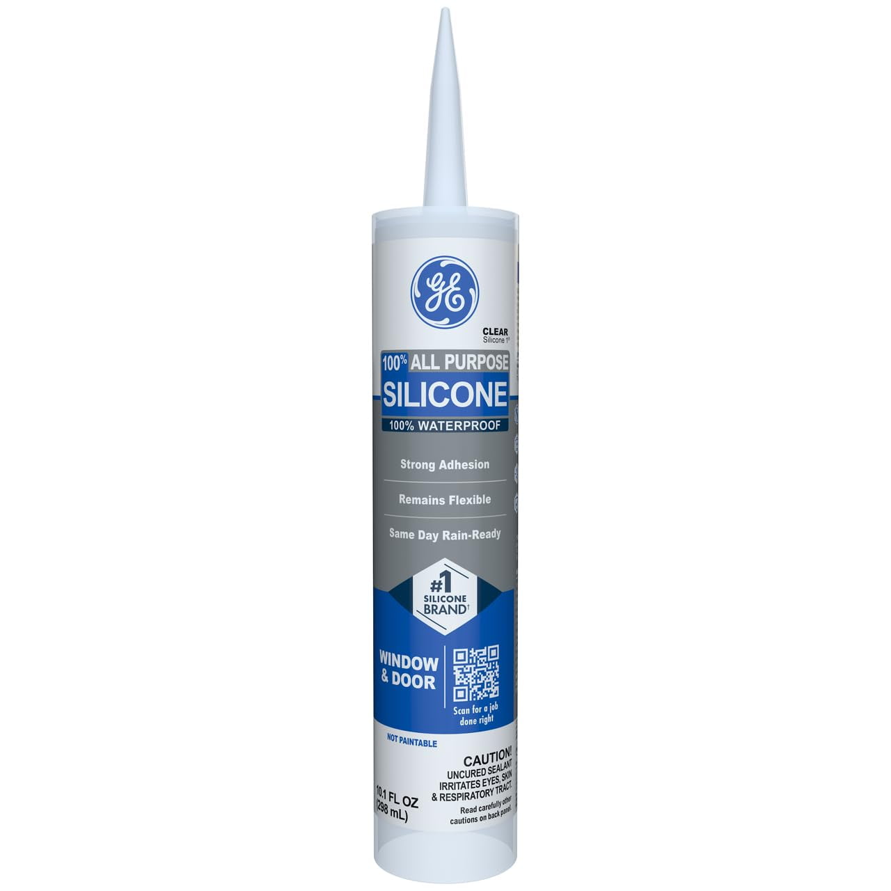 Sellador De Silicona Ge Multiusos, 300 Ml, Transparente, 100% Impermeable