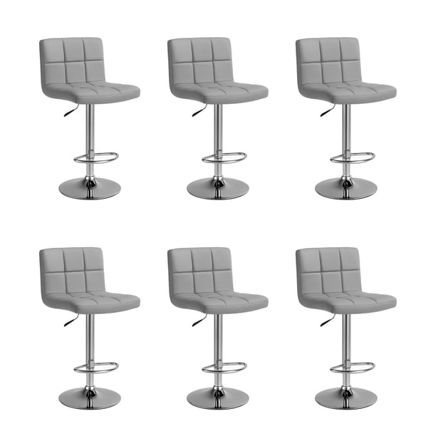 Pack 6 Sillas Taburete Tipo Bar Ajustable 60-80cm con Respaldo gris