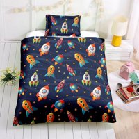 Milsleep - 3D Rocket Space Star Kids Pattern Funda Nórdica Juego De Cama Funda Nórdica