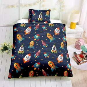 Milsleep - 3D Rocket Space Star Kids Pattern Funda Nórdica Juego De Cama Funda Nórdica
