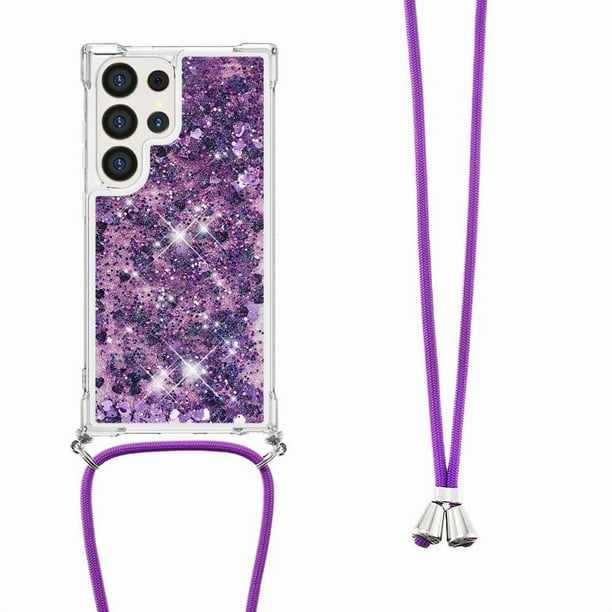 Funda FOXDOCK para Samsung Galaxy S25 Ultra con Cuerda Ajustable, Brillo Líquido, Protección Antigolpes y Lente – Ideal para Regalo