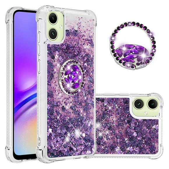 Funda Para Sansung Galaxy A06 Con Brillo Líquido, Protección Completa Y Soporte De Anillo Giratorio