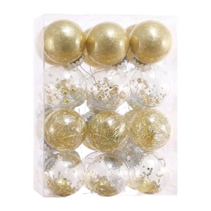 Bothyi - 24 Piezas De Adornos Navideños De Bolas Irrompibles Para Fiestas Navideñas En Casa, Color Dorado Transparente