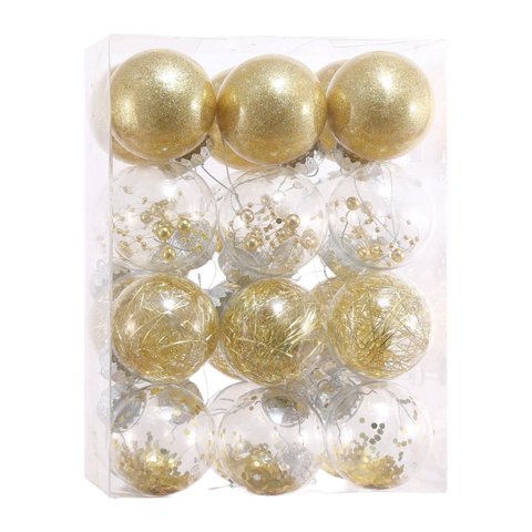 Bothyi - 24 Piezas De Adornos Navideños De Bolas Irrompibles Para Fiestas Navideñas En Casa, Color Dorado Transparente
