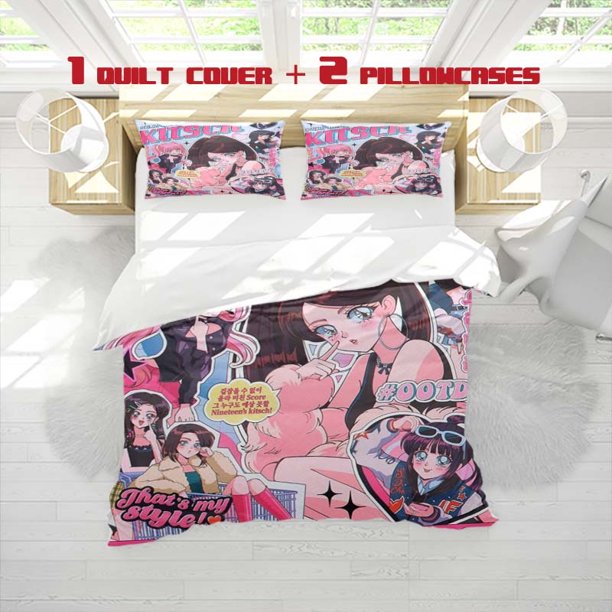 3pcs Kitsch Print Bedding Set Soft Duvet Cover and 2 Pillowcases for All Seasons Ideal Choice as Home & Guest Room Decor or Gift Includes 1 Comforter +2 Shams (No Insert)