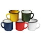 thumbnail image 1 of 5 tazas de camping esmaltadas multicolores para café, té y bebidas para actividades en interiores y exteriores., 1 of 8