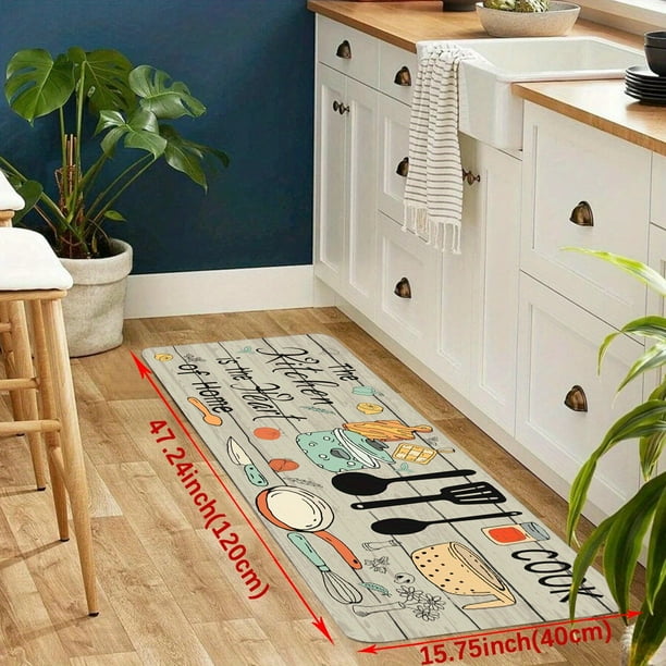 1pc, Soft Kitchen Rug, Cushioned Anti-Fatigue Kitchen Rug, Waterproof Non-Slip Kitchen Rugs Set, Runner Rug, Bedside Rug, Super Absorbent Machine Washable Carpet For Farmhouse Kitchen Home Office Sink