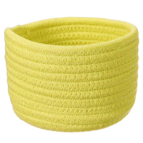 Cesta de Almacenamiento Tejida de Cuerda de Algodón Pequeña Amarilla Uxcell, Estante de Almacenamiento de Armario, Cestas Tejidas de Regalo, Caja de Guardería Linda, Decoración de Organización