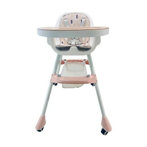 Babyluna - Silla De Comer Con Cinturón Y Ruedas Para Niños 2En1 Rosado