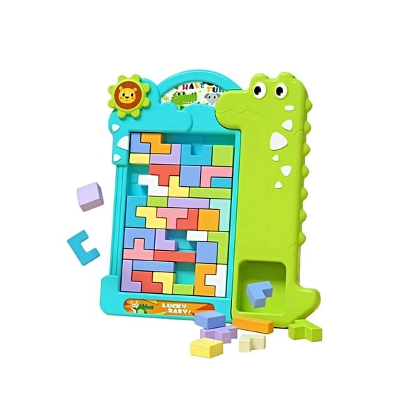 Tetris Montessori para Niños Bloques de Lógica 3D verde