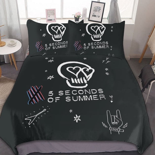 Logo 5 Seconds Of Summer 3 Pieces Bedding Sets Soft Comforter Sets Decor Bedroom Gifts