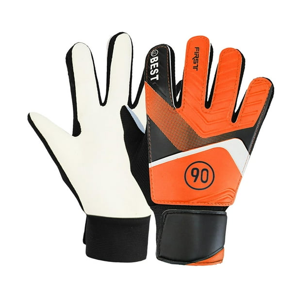 Guantes de de fútbol para niños, guantes de fútbol, acolchado de espuma de látex antideslizante, protección para los dedos, guantes de , Naranja, 6