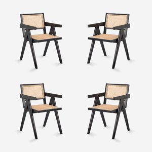 Javimate - Pack 4 Sillas De Comdor Chandigarh Madera Negro