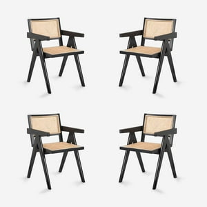Javimate - Pack 4 Sillas De Comdor Chandigarh Madera Negro