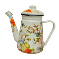 Magideal - Hervidor De Esmalte 1.2L Resistente Múltiples Usos Cómodos Empuñadura De Agarre Jarra De Agua Para Restaurante Café De La Oficina De Fiesta Doméstica Hojas Verdes