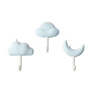 Magideal - Ganchos De Pared De 3 Piezas Para Colgar Palo Montado En La Pared Ganchos Adhesivos Impermeables Colgador Para Llaves Puerta Depósito Baño Cocina Azul