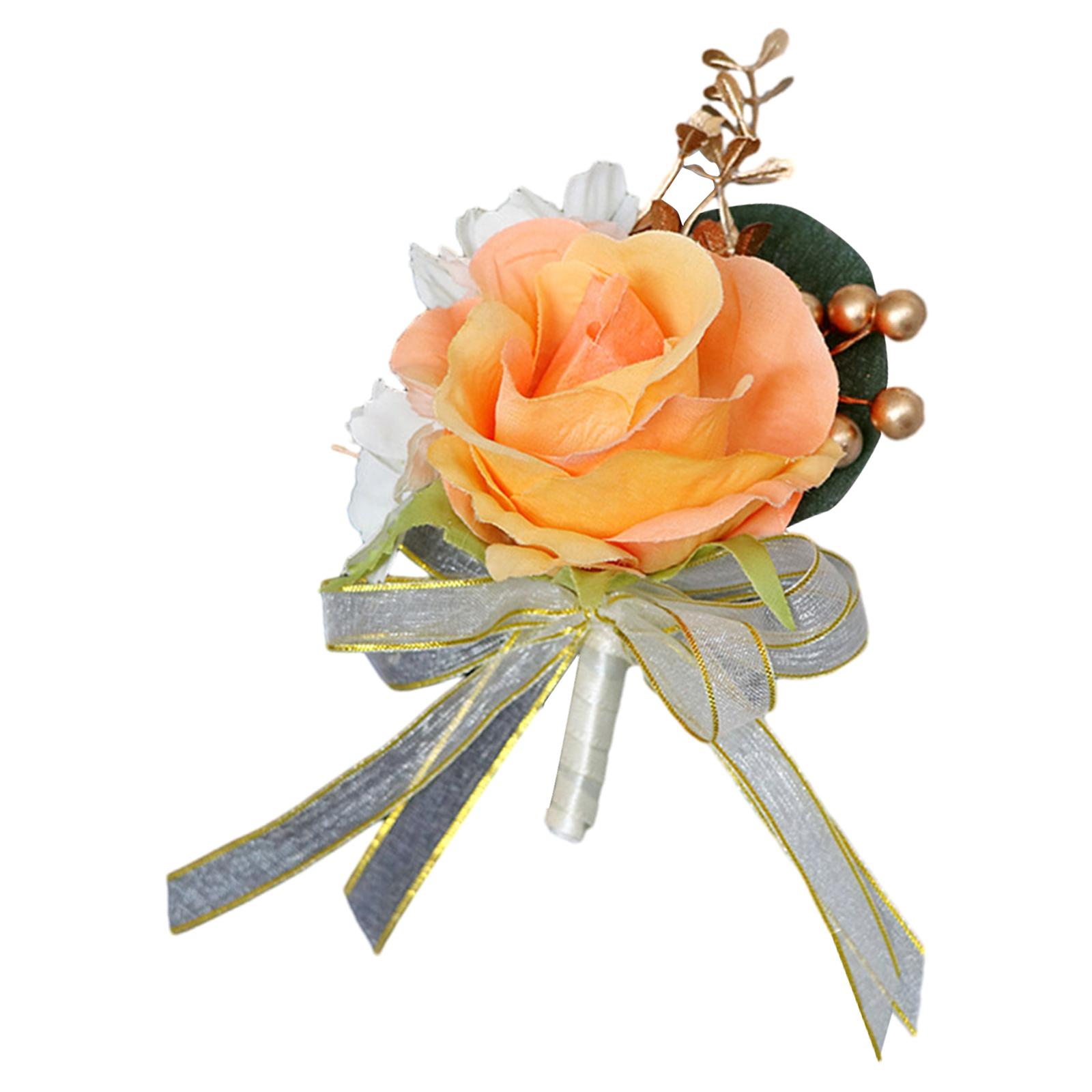 Magideal - Flor En El Ojal De Boda, Flor En El Ojal De Rosa Artificial, Regalos Del Día De San Valentín, Broche Para Novio, Pin Para Traje Para Eventos, Fiesta Y Naranja