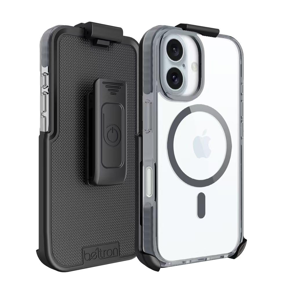 Funda Transparente Slim Beltron Para Iphone 16 Con Clip Para Cinturón