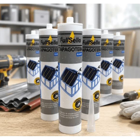 Silicona Tapagoteras Blanco 290 Ml.  Fullsello 6 Unidades