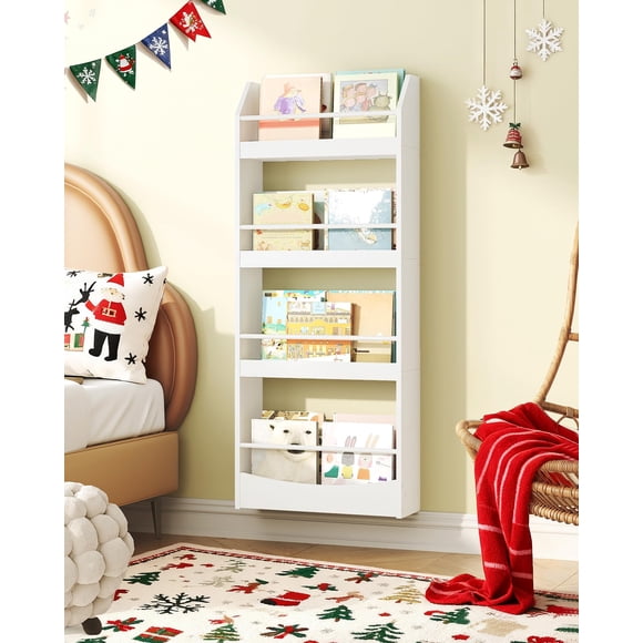 Estantería infantil de pared CHOEZON de 4 niveles para niños, color blanco