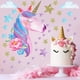 thumbnail image 4 of 3 hojas de pegatinas de pared de unicornio, tamaño grande, diseño de unicornio arcoíris, para decoración de dormitorio infantil, guardería, fiesta de cumpleaños y Navidad., 4 of 7