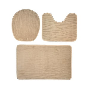 Fliperex - Conjunto De 3 Alfombra De Baño Suaves Absorventes Microfibra Beige