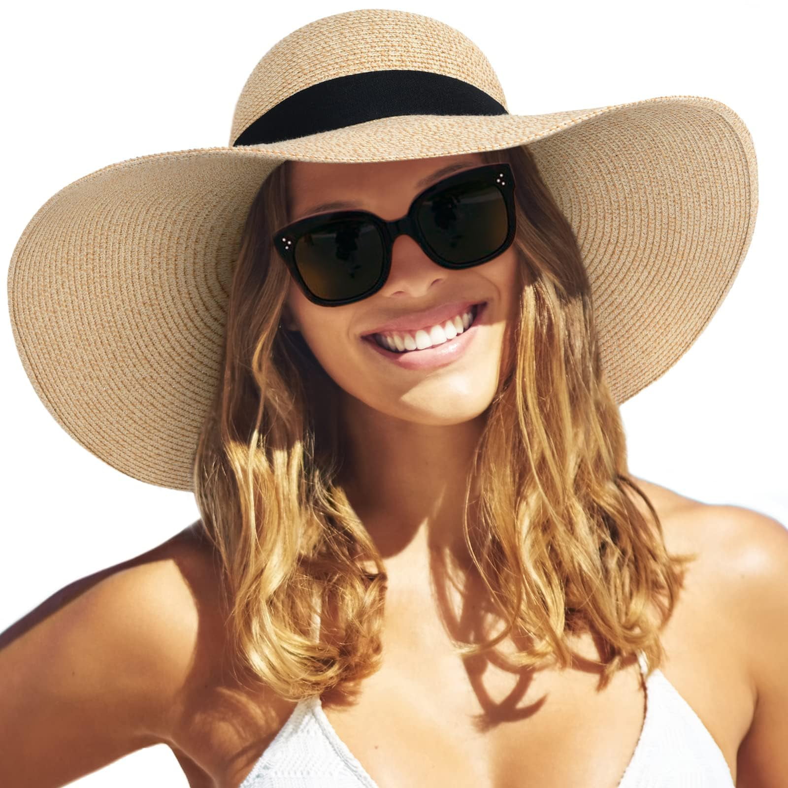 Sombrero De Paja Para Mujer Sun Hat Furtalk, Ala Ancha, Upf 80+
