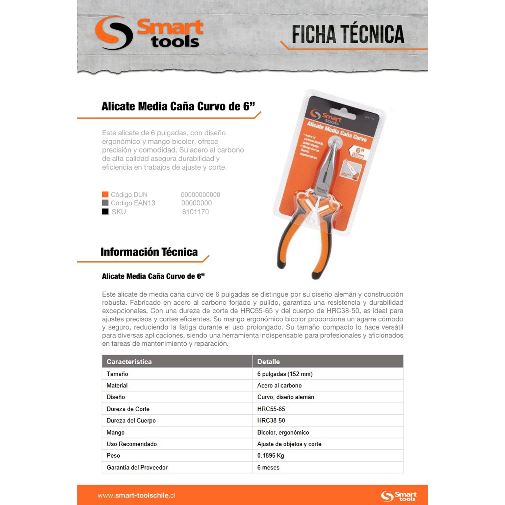 Smart Tools - Alicate Punta Curva 6 Pulgadas