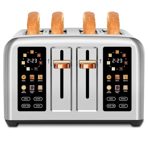 Toaster SEEDEEM, pantalla táctil de acero inoxidable de 4 rebanadas, 1800 W