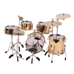 Magideal - Juego De Batería En Miniatura De 8 Piezas A Escala 1/6, Accesorios Para Casa De Muñecas, Accesorios De Fotografía, Modelo De Instrumento De Batería En Miniatura Para Decoración De Sala Oro
