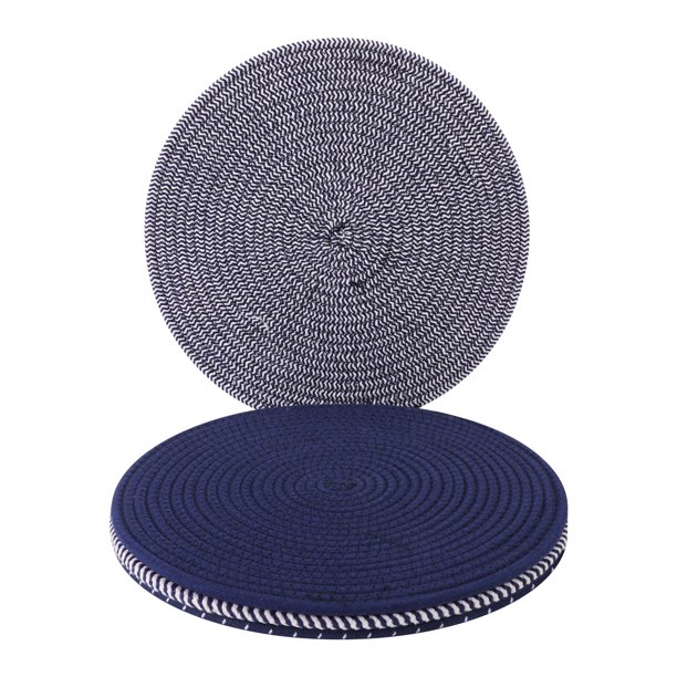 Juego de 4 Manteles Redondos Tejidos para Mesa de Comedor Interior Exterior Mantel de Cocina Limpieza Fácil Azul Marino 13x13 pulgadas