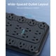 thumbnail image 4 of Protector contra sobretensiones Power Strip DEPOW, 24 tomas de corriente alterna, 6 USB, color negro, 4 of 9