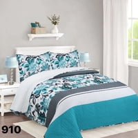 Genérico - Cubrecama Quilt Sherpa 1 1/2 Plazas - Turquesa Hojas M910