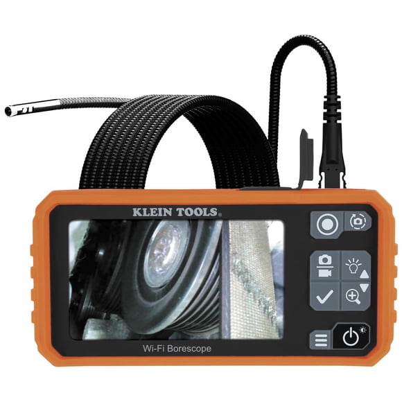 Boroscopio Klein Tools ET19 Wi-Fi Pro con doble lente, cuello de cisne blindado e impermeable de 5,5 mm y 9,8 pies, LED, pantalla LCD de 4,3 pulgadas, inspección por endoscopio