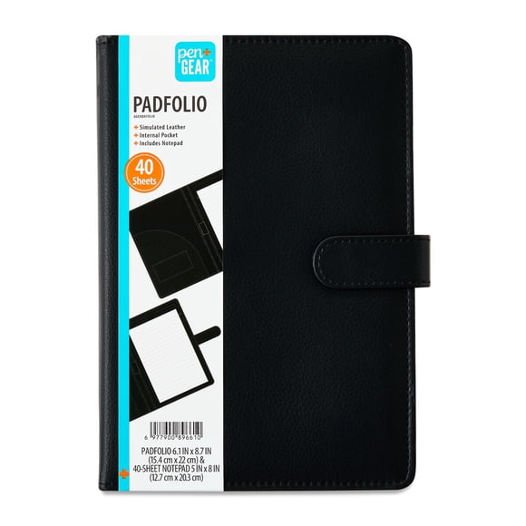 Padfolio PenGear Negro Pequeño de Cuero Sintético con Bloc 5 x 8